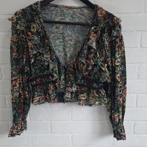 Free People Multicolor Floral Cardigan